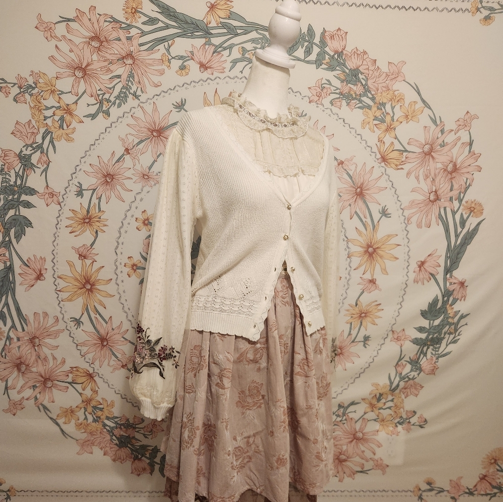 Axes Femme floral embroidered cardigan shoujo mori kei coquette cottage core